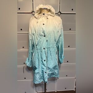 Michael Kors Ombre White and Blue Rain Jacket